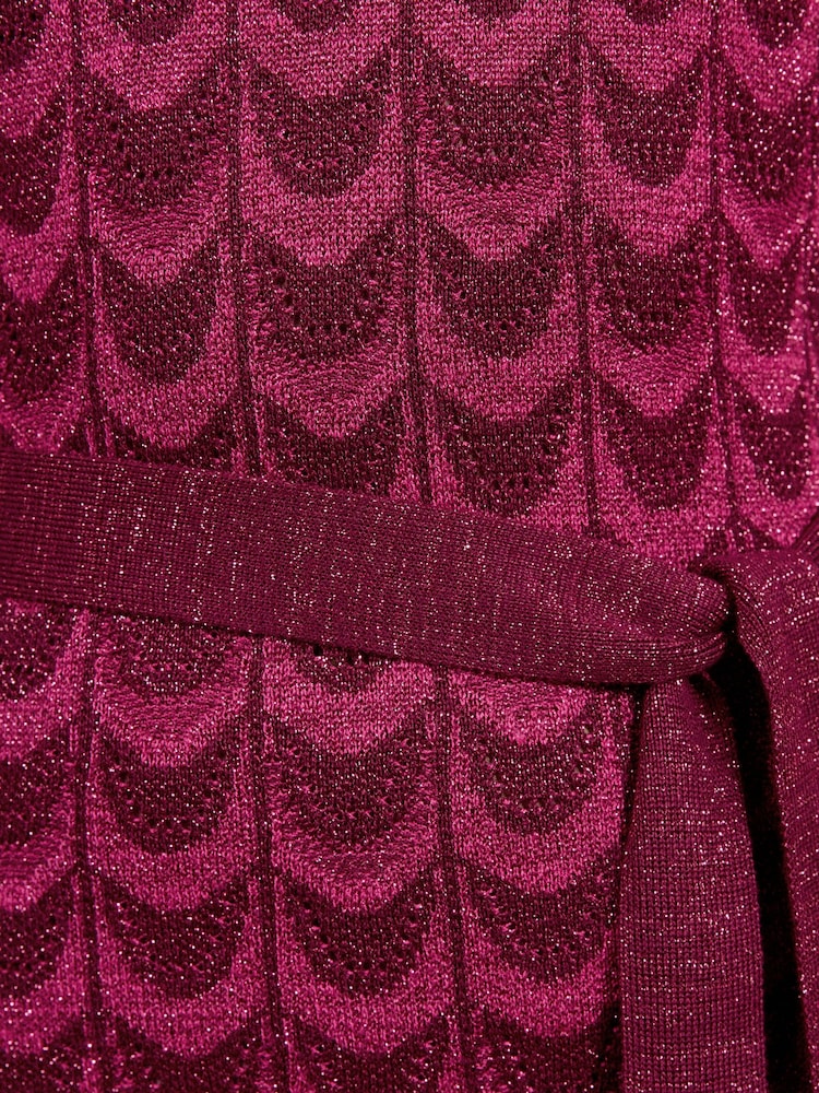 Love & Roses Pink Striped Sparkle Detail Crew Neck Knitted Midi Dress - Image 4 of 4 Love & Roses Pink Striped Sparkle Detail Crew Neck Knitted Midi Dress - Image 4 of 4