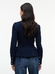 Tommy Jeans Blue Slim Fit Smock Seersucker Shirt - Image 2 of 5