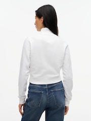 Tommy Jeans White Funnel Neck Fitted Zip-Thru Sweatshirt - Image 2 of 4
