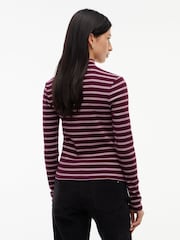Tommy Jeans Pink Slim Mock Neck Long Sleeve T-Shirt - Image 2 of 5