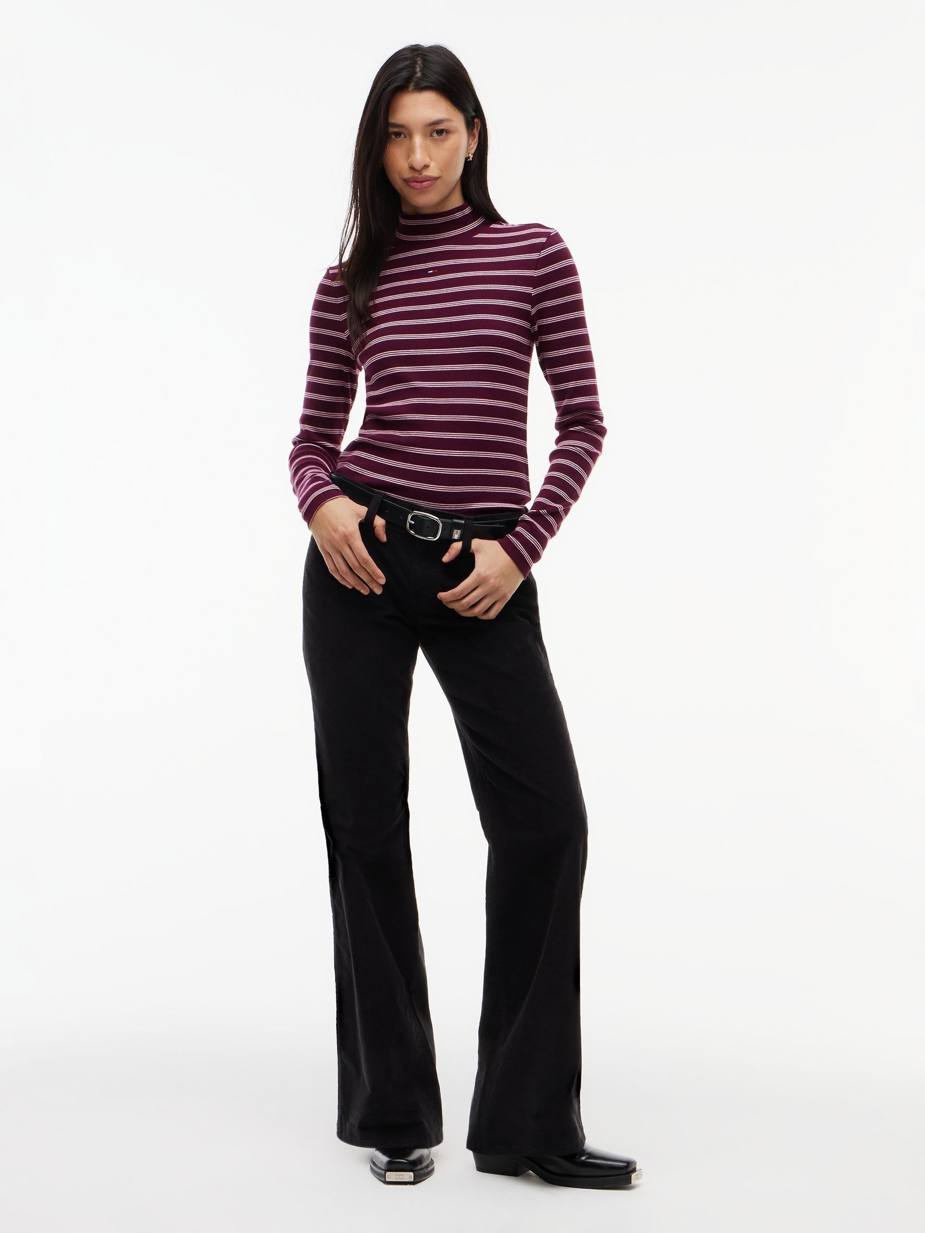 Buy Tommy Jeans Pink Slim Mock Neck Long Sleeve T-Shirt from Next USA