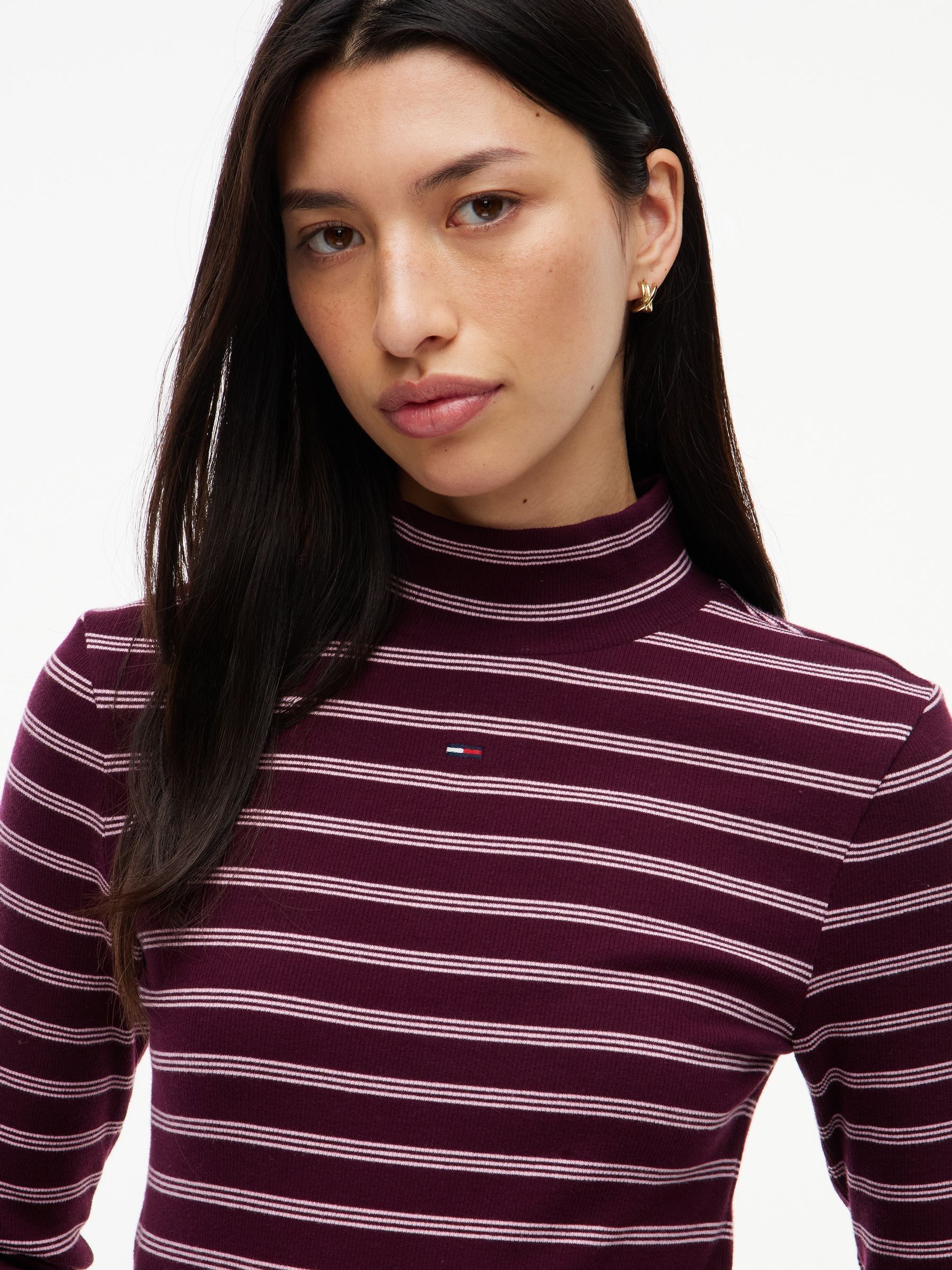 Buy Tommy Jeans Pink Slim Mock Neck Long Sleeve T-Shirt from Next USA