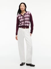 Tommy Jeans Pink Argyle Crew Neck Cardigan - Image 3 of 5