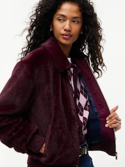 Tommy Jeans Pink Faux Fur Relaxed Zip-Thru Jacket - Image 5 of 6