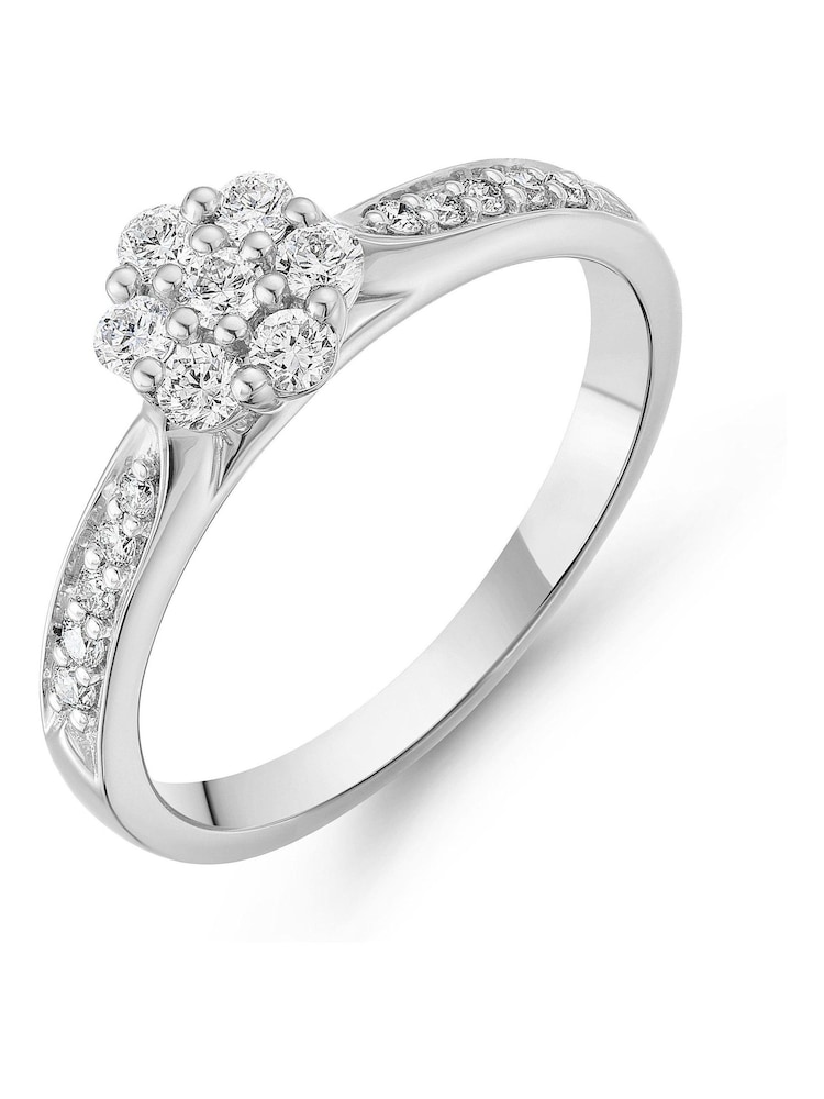 Beaverbrooks Platinum Diamond Cluster Ring - Image 1 of 5