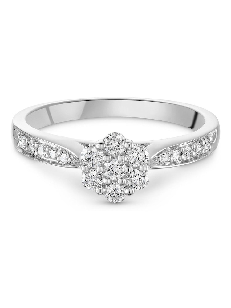 Beaverbrooks Platinum Diamond Cluster Ring - Image 2 of 5