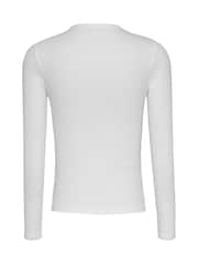 Tommy Jeans White Slim Ribbed Long Sleeve T-Shirt - Image 6 of 6