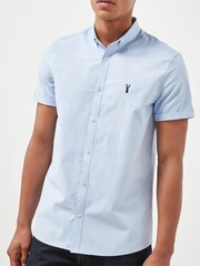 Light Blue Slim Short Sleeve Stretch Oxford Shirt - Image 1 of 4