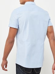 Light Blue Slim Short Sleeve Stretch Oxford Shirt - Image 2 of 4