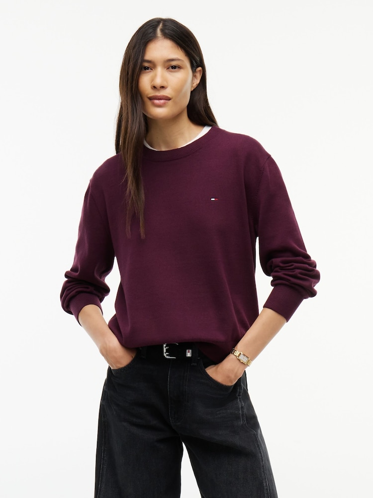 Tommy Jeans Pink Boxy Crew Neck Jumper - Image 1 of 5 Tommy Jeans Pink Boxy Crew Neck Jumper - Image 1 of 5