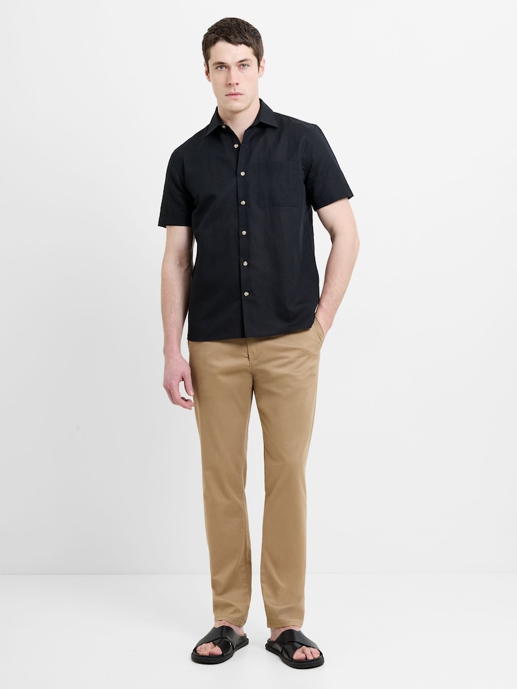 Μαύρο - Πουκάμισο French Connection Cotton Linen Blend Κοντομάνικο με τσέπες στο στήθος και κουμπιά - Εικόνα 1 από 6 Μαύρο - Πουκάμισο French Connection Cotton Linen Blend Κοντομάνικο με τσέπες στο στήθος και κουμπιά - Εικόνα 1 από 6