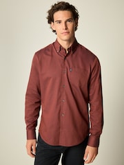 Brick Red Easy Care Long Sleeve Royal Oxford Single Cuff Shirt With Button Down Collar - Image 1 of 8