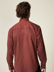 Brick Red Easy Care Long Sleeve Royal Oxford Single Cuff Shirt With Button Down Collar - Image 3 of 8