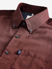 Brick Red Easy Care Long Sleeve Royal Oxford Single Cuff Shirt With Button Down Collar - Image 7 of 8