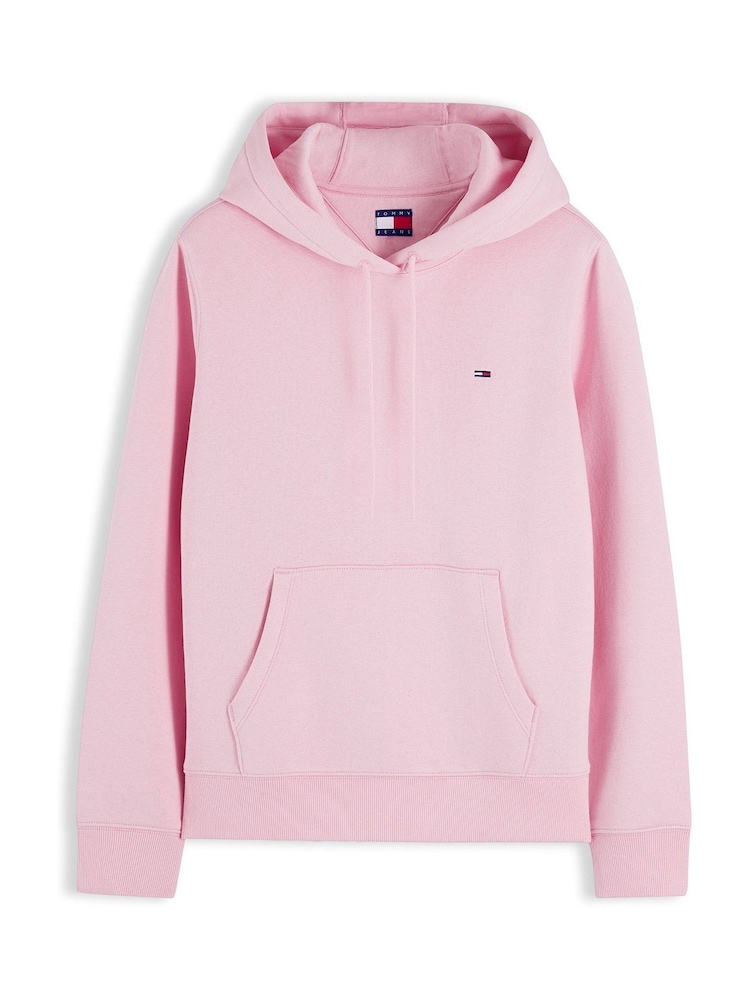 Tommy Jeans Pink Brushed Fleece Drawstring Hoodie - Image 5 of 5 Tommy Jeans Pink Brushed Fleece Drawstring Hoodie - Image 5 of 5