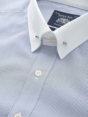 Savile Row Company Blue Slim Fit Striped Cotton Pin Collar Double Cuff Winchester Formal Shirt - Image 4 of 5