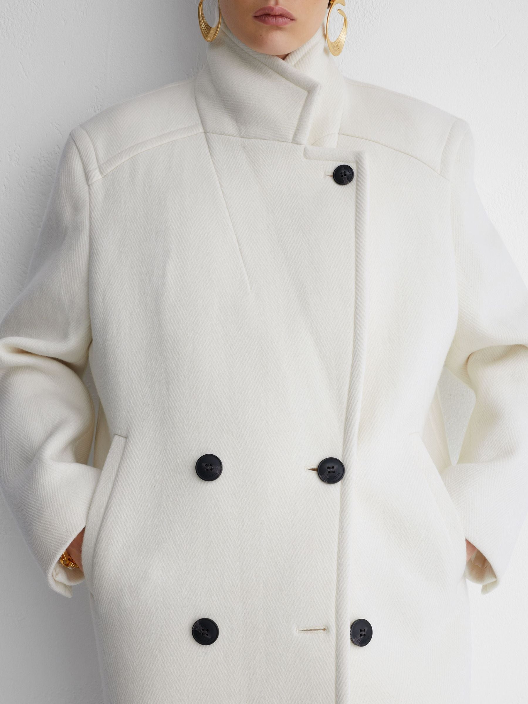 Buy Atelier Wool-Blend Double-Breasted Relaxed Coat from Next USA