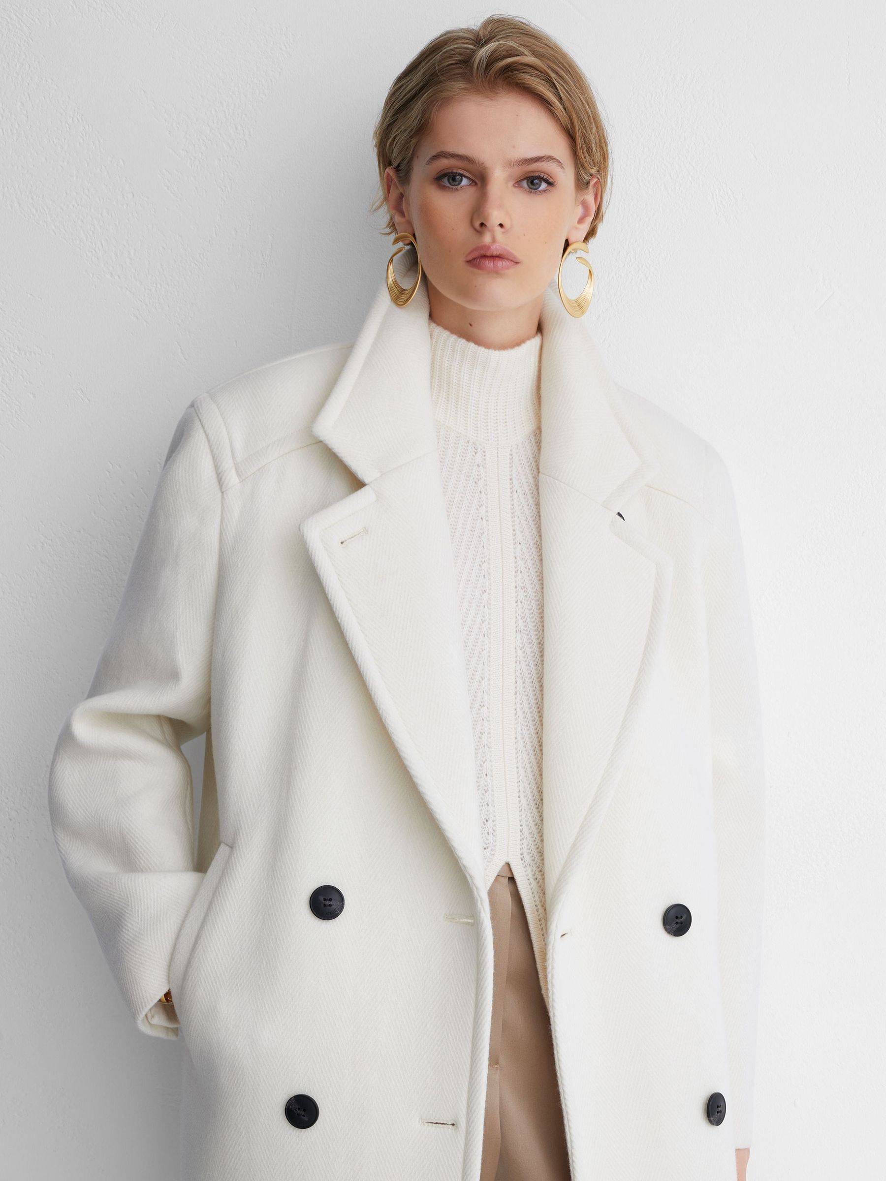 Buy Atelier Wool-Blend Double-Breasted Relaxed Coat from Next USA