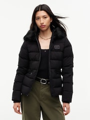 Tommy Jeans Black Slim Down Hooded Puffer Jacket - Image 1 of 6