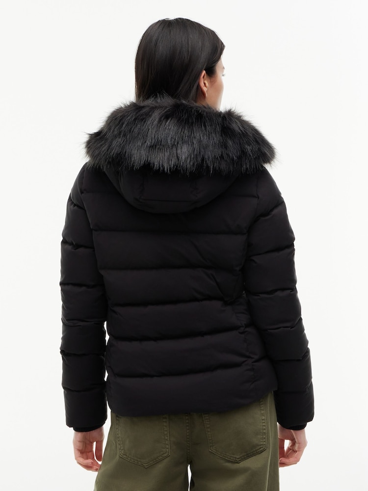 Tommy Jeans Black Slim Down Hooded Puffer Jacket - Image 2 of 6