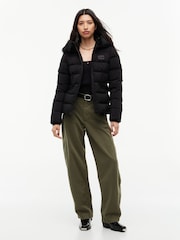 Tommy Jeans Black Slim Down Hooded Puffer Jacket - Image 3 of 6
