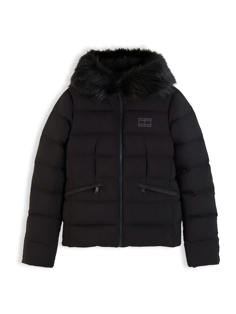 Tommy Jeans Black Slim Down Hooded Puffer Jacket - Image 6 of 6