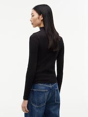 Tommy Jeans Black Slim Mock Neck Long Sleeve T-Shirt - Image 4 of 5