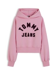 Tommy Jeans Light Pink Varsity Logo Oversized Fleece Hoodie - Image 1 of 4