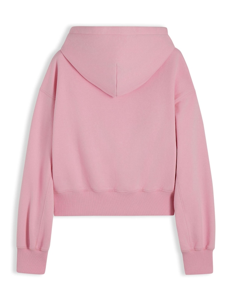 Tommy Jeans Light Pink Varsity Logo Oversized Fleece Hoodie - Image 2 of 4 Tommy Jeans Light Pink Varsity Logo Oversized Fleece Hoodie - Image 2 of 4