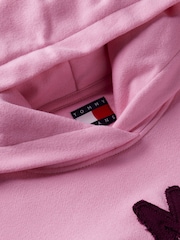 Tommy Jeans Light Pink Varsity Logo Oversized Fleece Hoodie - Image 3 of 4