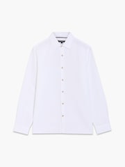 French Connection White Cotton Linen Blend Button Long Sleeve Shirt - Image 3 of 6