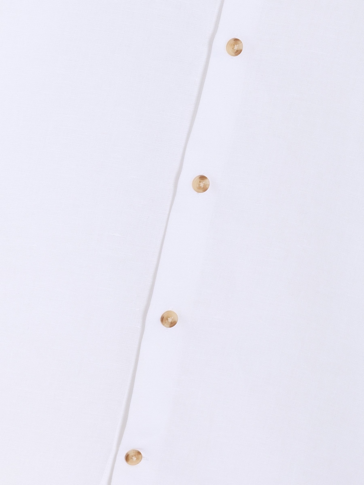 French Connection White Cotton Linen Blend Button Long Sleeve Shirt - Image 6 of 6