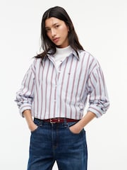 Tommy Jeans Blue Oversized Fit Yarn Dyed Poplin Shirt - Image 1 of 5