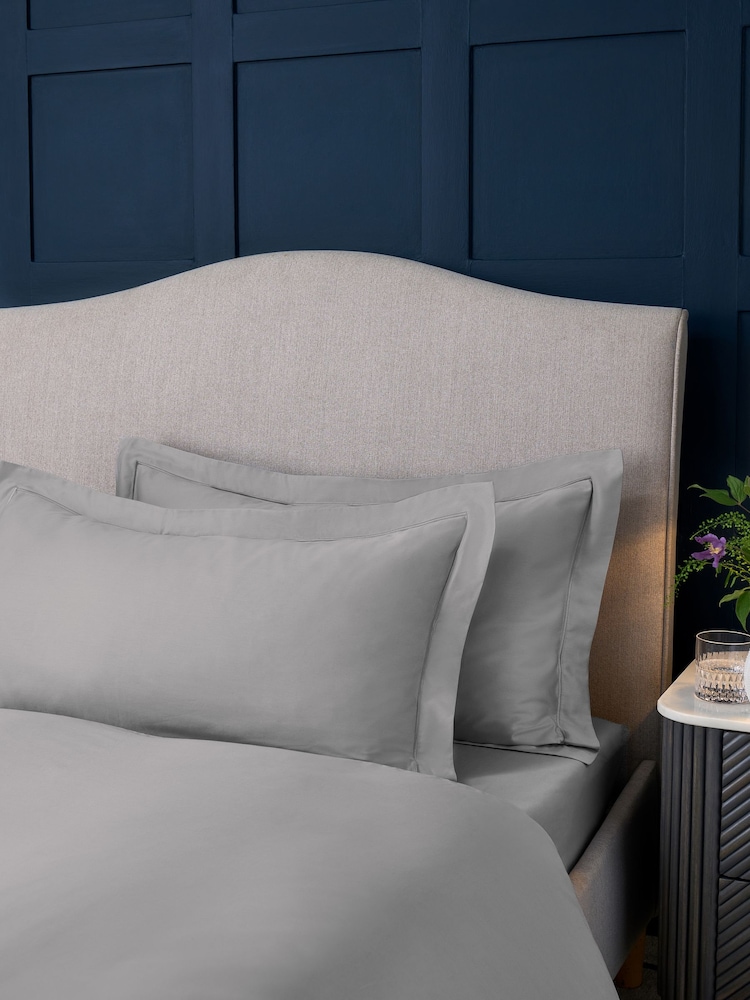 Set of 2 Silver 300 Thread Count Collection King Size Luxe 100% Cotton Pillowcases - Image 2 of 4