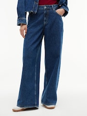 Tommy Jeans Blue Daisy Low Rise Loose Pinstripe Jeans - Image 1 of 6