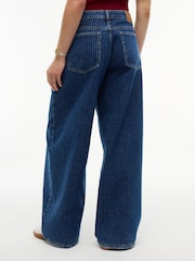 Tommy Jeans Blue Daisy Low Rise Loose Pinstripe Jeans - Image 2 of 6