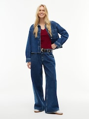 Tommy Jeans Blue Daisy Low Rise Loose Pinstripe Jeans - Image 3 of 6