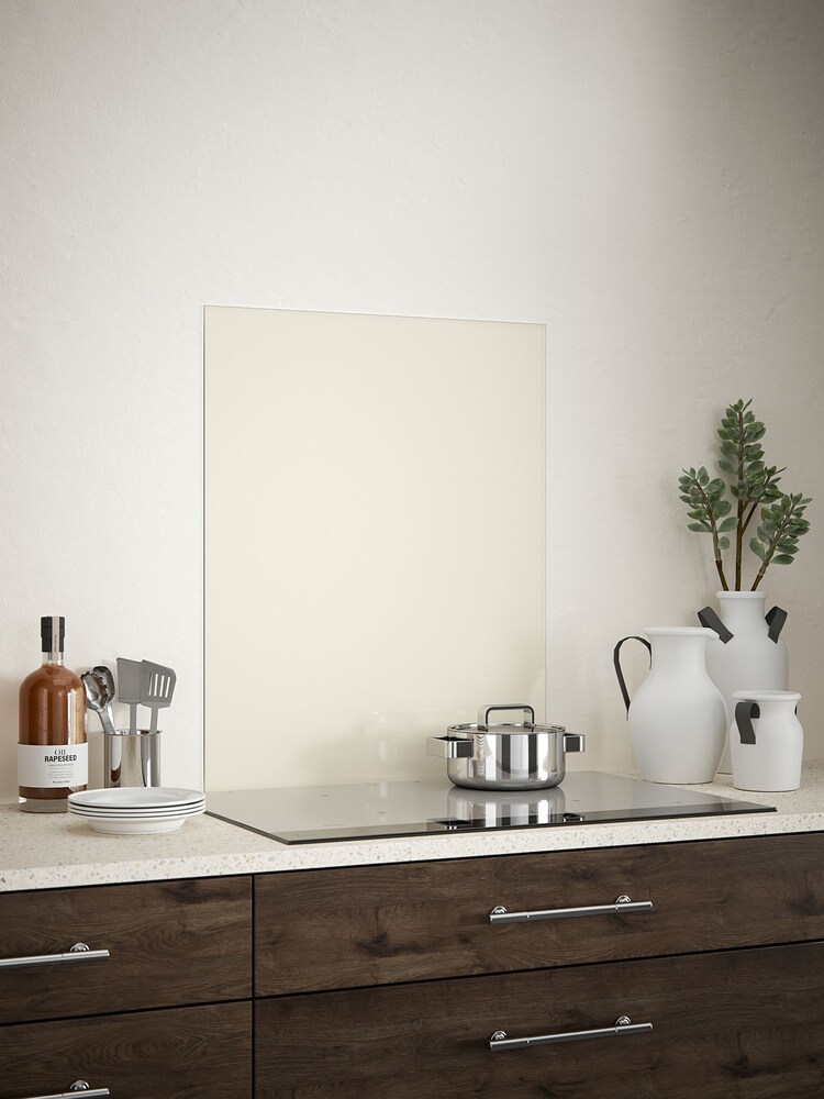 Splashback Cotton Cream Glass Kitchen Splashback 60x75cm - Image 1 of 5