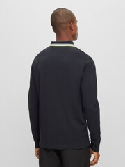 BOSS Black Plisy Collar Detail Long Sleeve Polo Shirt - Image 2 of 5