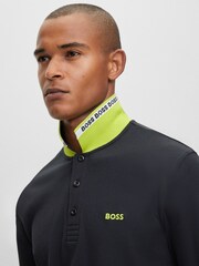 BOSS Black Plisy Collar Detail Long Sleeve Polo Shirt - Image 4 of 5