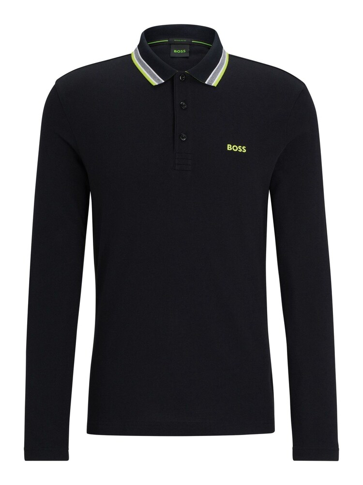 BOSS Black Plisy Collar Detail Long Sleeve Polo Shirt - Image 5 of 5