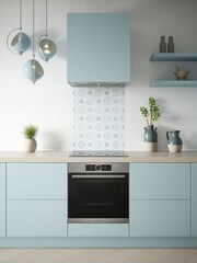 House Beautiful Sky Blue Heritage Glass Splashback 60x75cm - Image 1 of 5