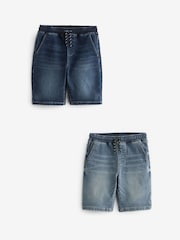 Dark Blue/Light Blue Jersey Denim Shorts 2 Pack (3-16yrs) - Image 1 of 5