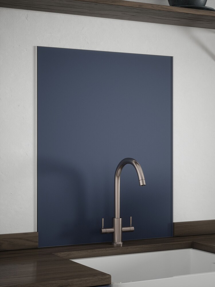 Country Living Peacock Blue Matt Glass Kitchen Splashback 60x75cm - Image 2 of 6