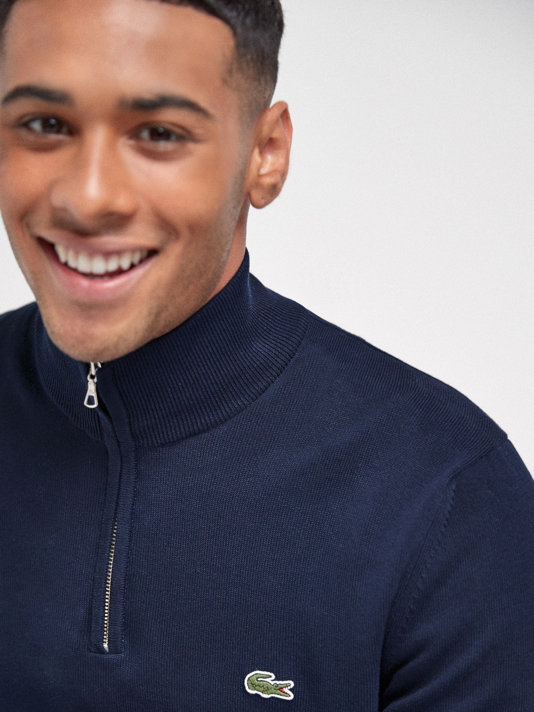 Buy Lacoste Navy Blue Cotton Quarter Zip Jumper from Next Netherlands