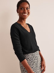 Boden Black Eva Cashmere V-Neck Jumper - Image 1 of 6