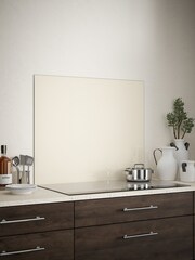 Splashback Cotton Cream Glass Kitchen Splashback 90x75cm - Image 1 of 4