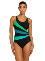 Zoggs Black Adjustable Scoopback Swimsuit with Fixed Foam Cups and Tummy Control - Image 1 of 6