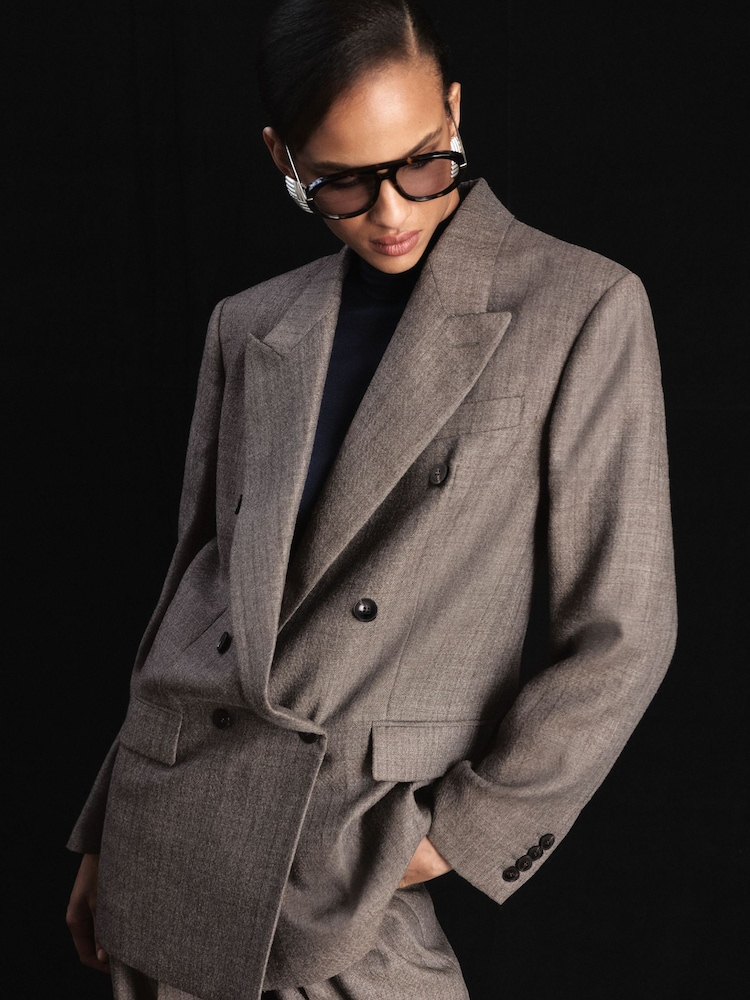 Atelier Grey Wool Woven Relaxed Double-Breasted Blazer - Bilde 1 av 7 Atelier Grey Wool Woven Relaxed Double-Breasted Blazer - Bilde 1 av 7