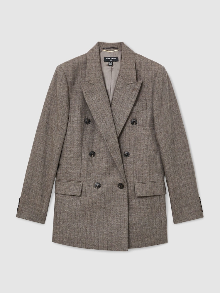 Atelier Grey Wool Woven Relaxed Double-Breasted Blazer - Bilde 2 av 7 Atelier Grey Wool Woven Relaxed Double-Breasted Blazer - Bilde 2 av 7